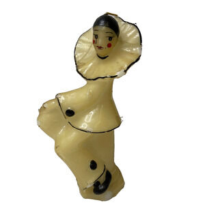 Vintage Figural Candle 11” Pierrot Clown Candlelight Rare Collectible Never Lit